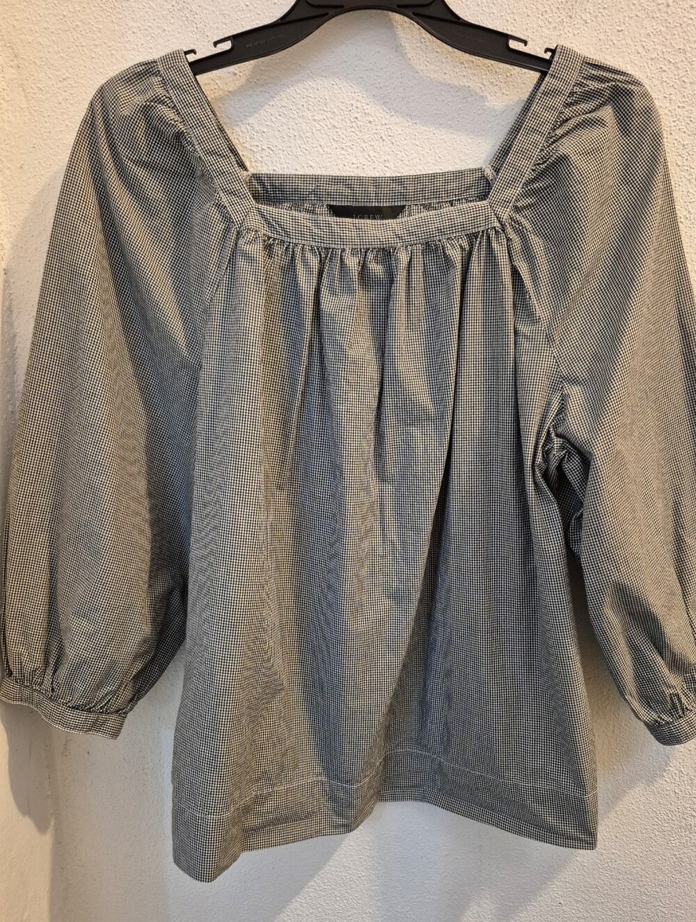 J. Crew Gingham Square Neck Puff Sleeve Blouse Size 6